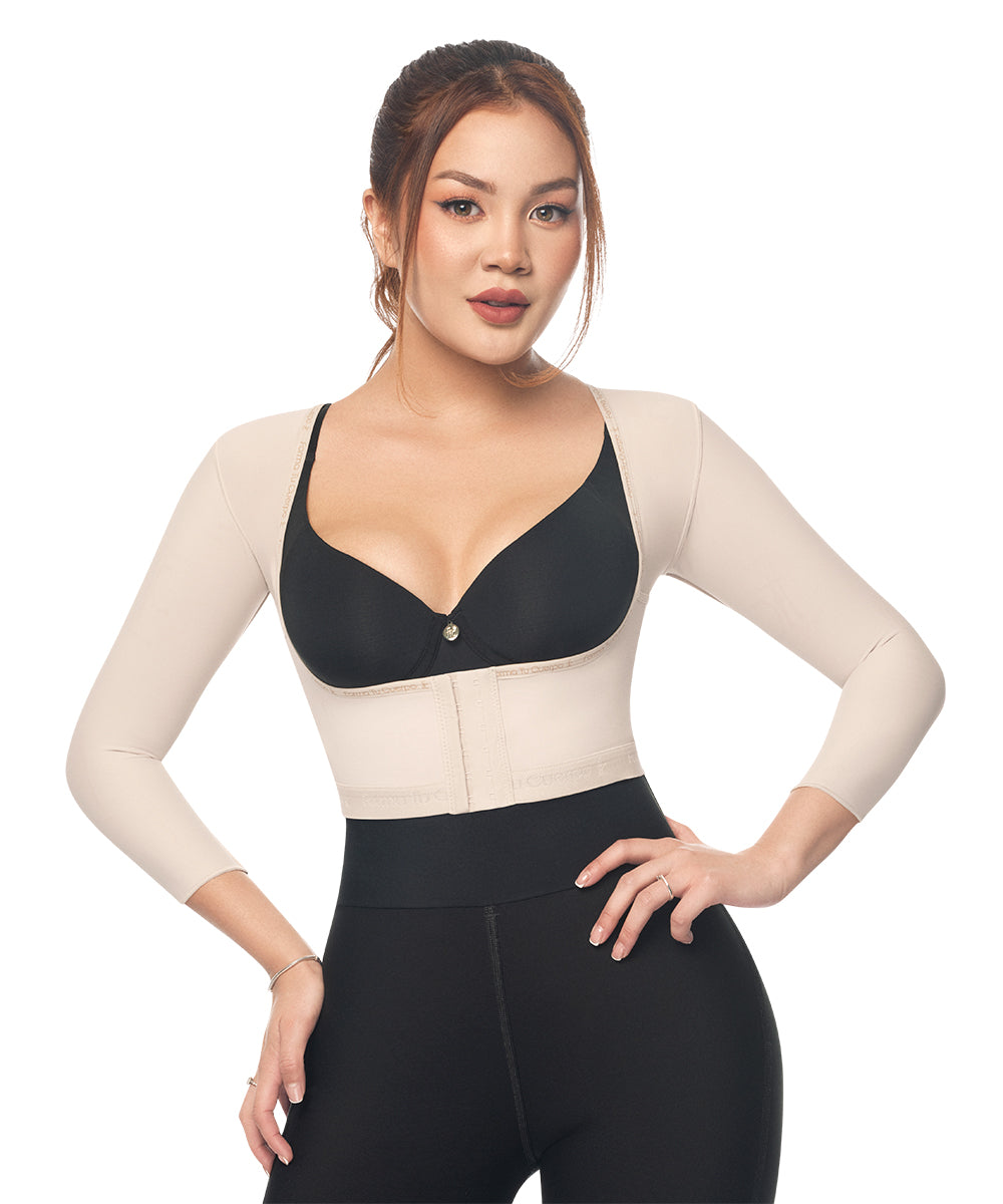 Open Bust Vest with Sleeves • Beige  ( Ref. C-034 )