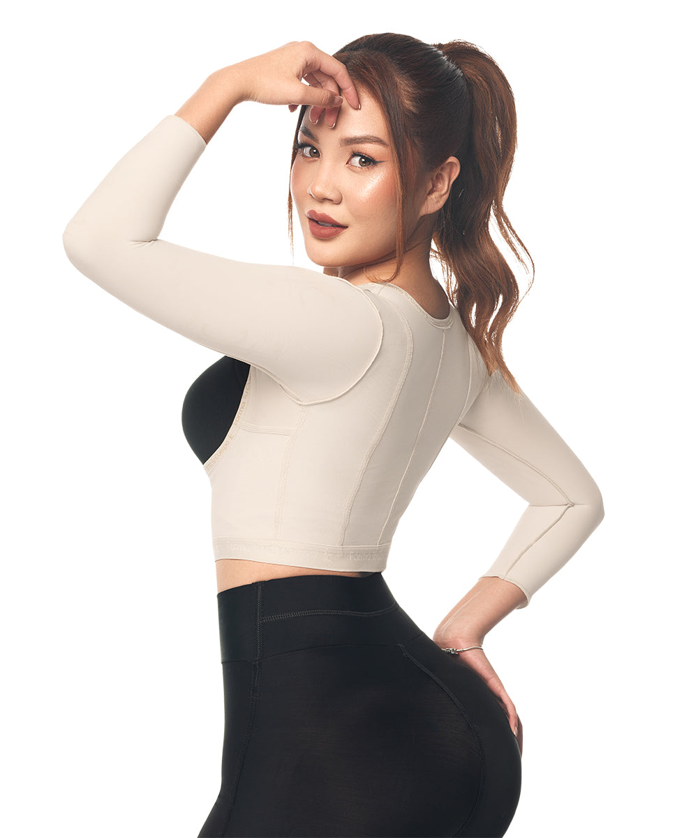 Open Bust Vest with Sleeves • Beige  ( Ref. C-034 )