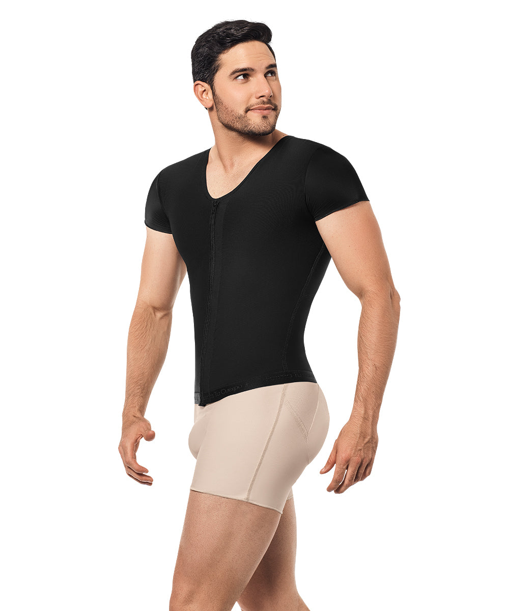 Compression Vest For Men • Posture Corrector • Center Zipper • For Men • Beige • Black ( Ref. H-002 / H-005 )