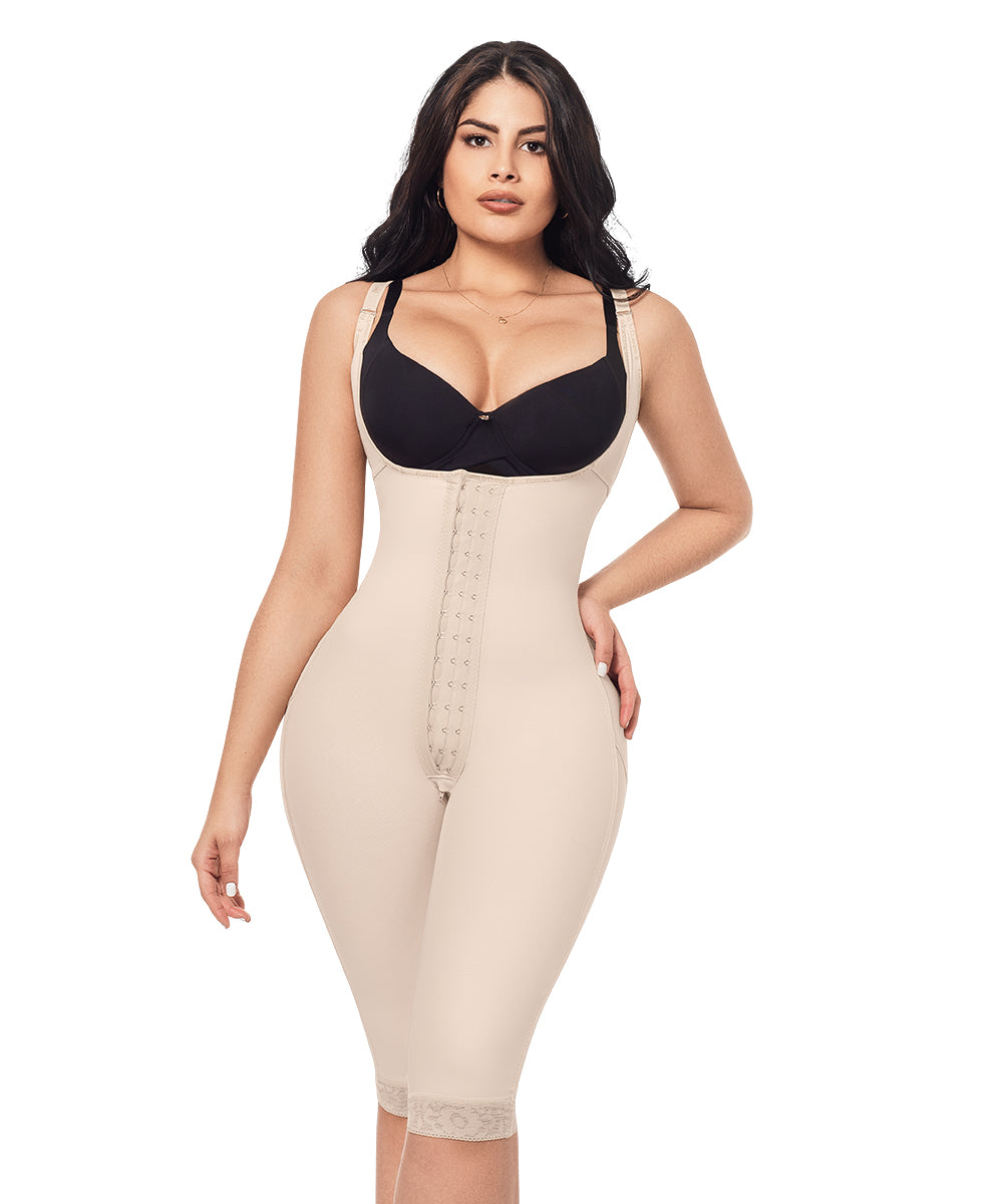 Knee-Length Hourglass Colombian Faja with Full-Body Compression ( Ref. O-021 )