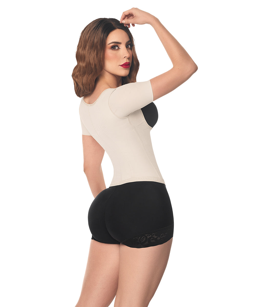 Vest Shaper With Short Sleeves • Beige  • Black ( Ref. O-062 / O-066 )