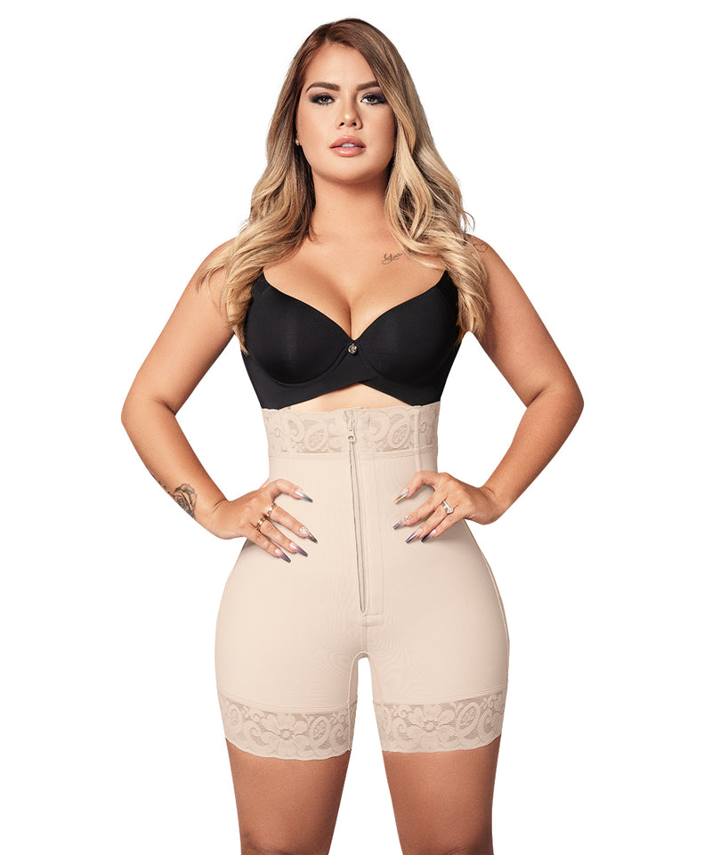 Shapewear & Fajas Colombianas: Slimming Stretch Cotton High-Waisted Short  Body Shaper 