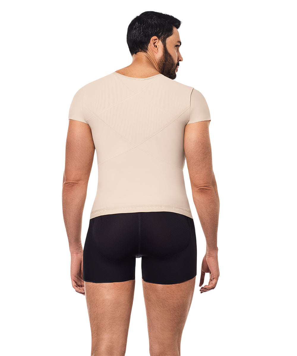 Compression Vest For Men • Posture Corrector • Center Zipper • For Men • Beige • Black ( Ref. H-002 / H-005 )